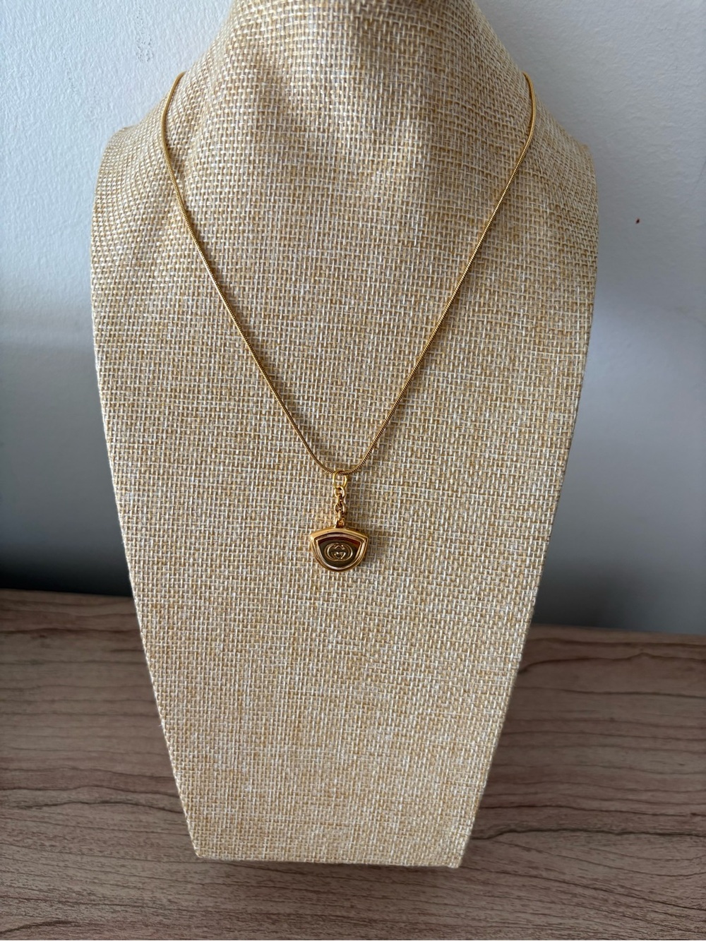 Gucci Vintage GG Gold Plated Pendant Necklace